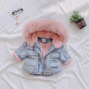 Baby Girl Oversize Denim Fur Jacket.